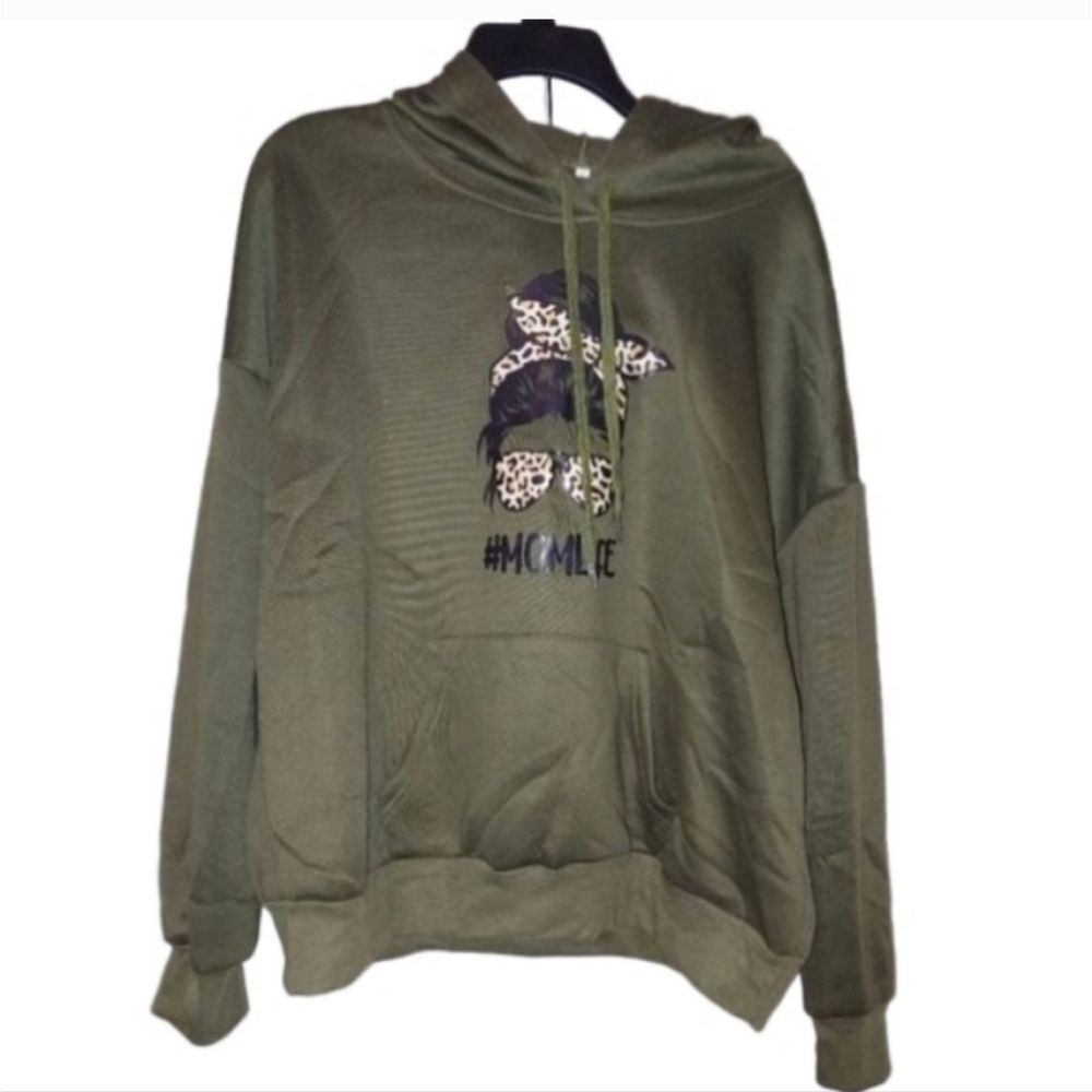 Women's momlife Green Hooded Sweatshirt sz xl